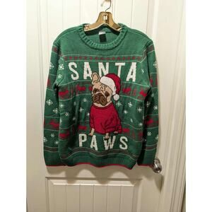 FRENCH BULLDOG Santa Paws Holiday Time Ugly Christmas Sweater Youth 14-16
